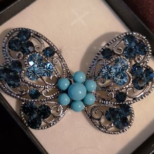 ❤️ Turquoise Silver Butterfly Brooch